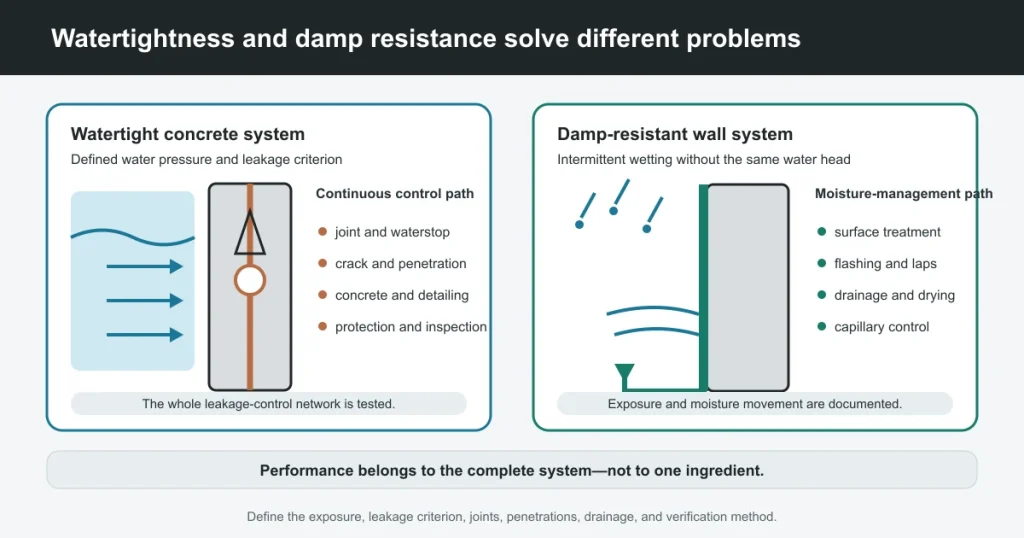 Watertight vs. Damp-Resistant Concrete: What Is the Difference?